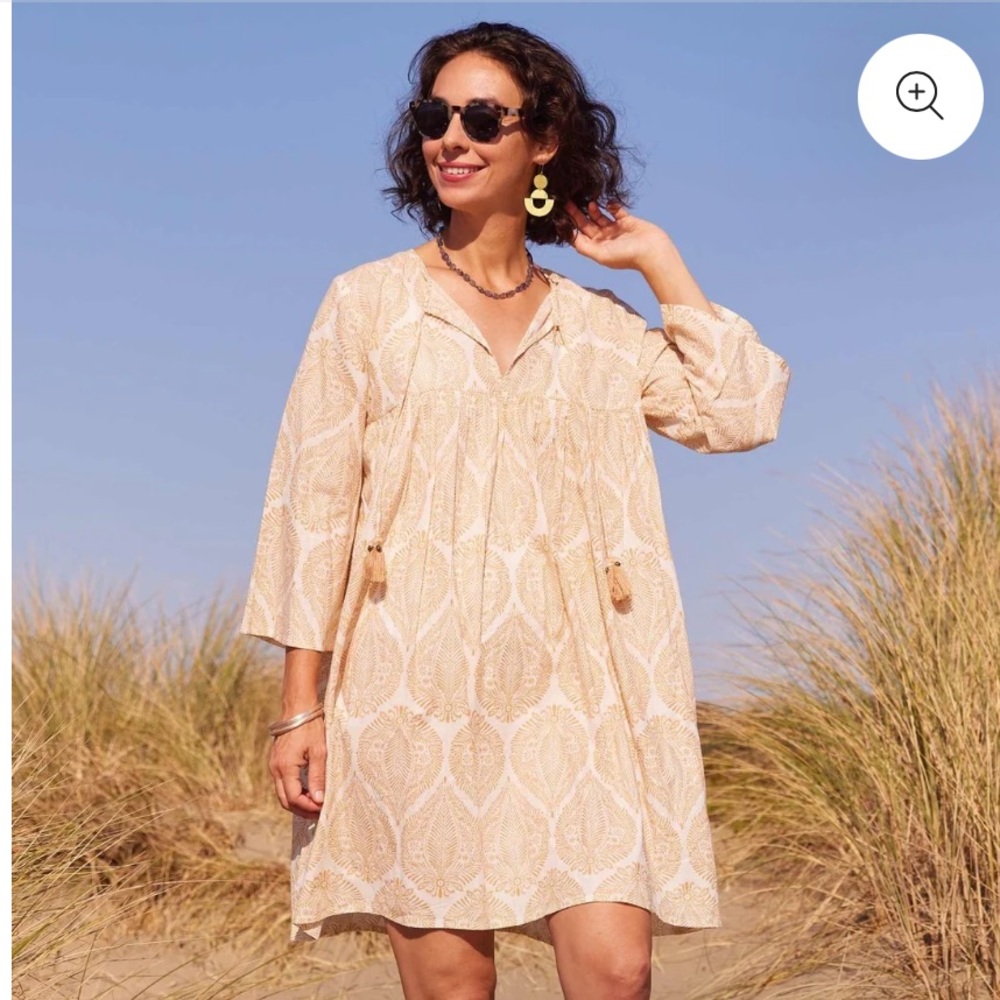 ROCKFLOWERPAPER ZAHARRA GOLD COTTON TUNIC DRESS Boho Flowy XL NWT